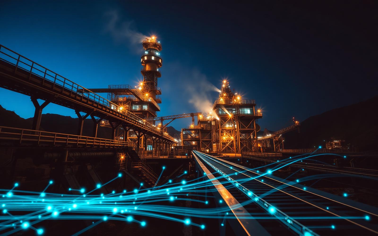 Ambiente industrial monitorada por sensores inteligentes